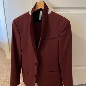 Zara slim fit maroon suit